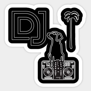 dj dog on the beach Sticker